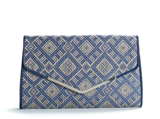Poppie Jones Diamond Pattern Straw Clutch