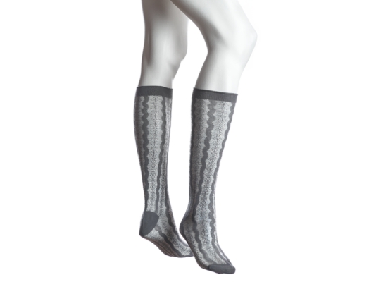 Lemon Macrame Panel Knee Sock