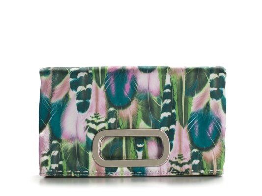 Poppie Jones Feather Print Foldover Clutch