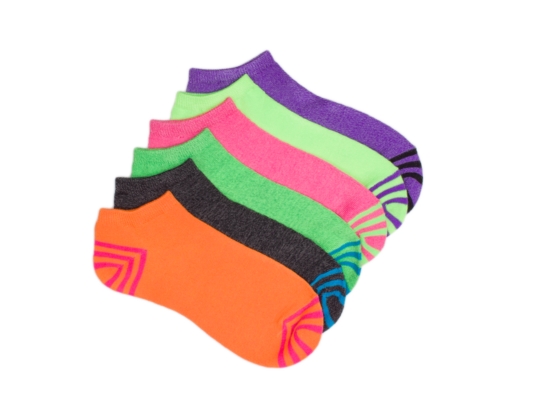 Poppie Jones Neon Striped Sock, 6 Pack