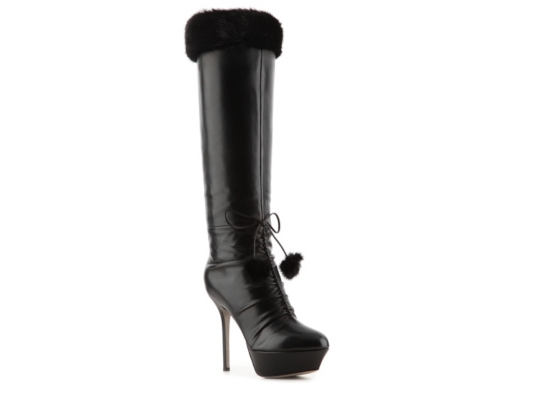 Sergio Rossi Tall Leather Fur Boot