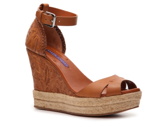 Ralph Lauren Collection Firita Leather Wedge Sandal