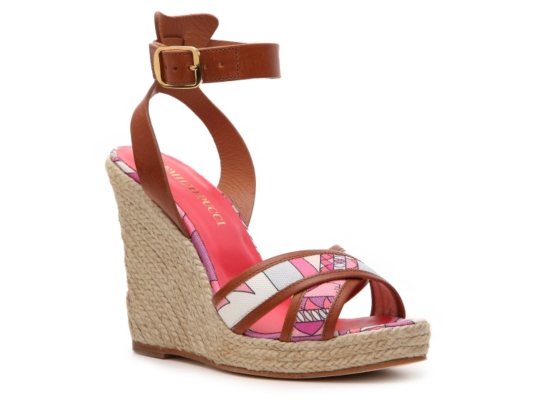 Emilio Pucci Printed Canvas Wedge Sandal