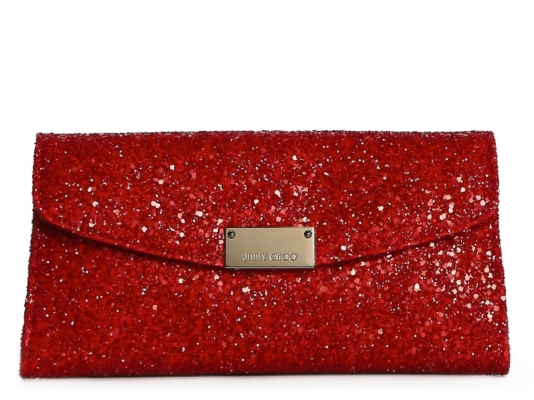 Jimmy Choo Raine Leather Glitter Clutch