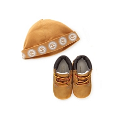 timberland booties and hat set