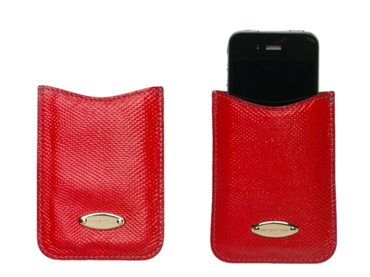 Sergio Rossi Leather Glitter Tech Case