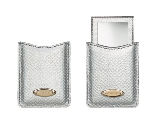 Sergio Rossi Leather Travel Mirror and Case