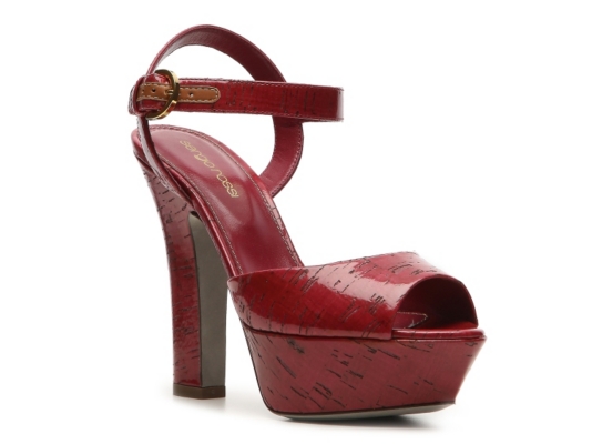 Sergio Rossi Lacquered Cork Platform Sandal
