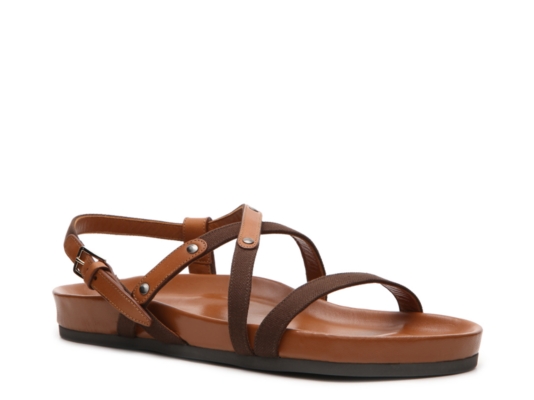 Sergio Rossi Leather & Canvas Flat Sandal