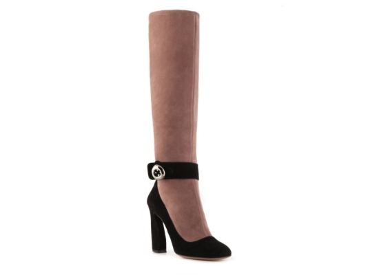 Prada Color Block Suede Button Boot