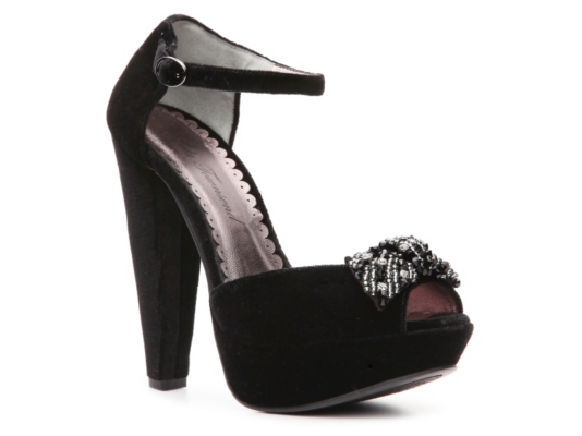 Lulu Townsend Paisley Velvet Platform Sandal