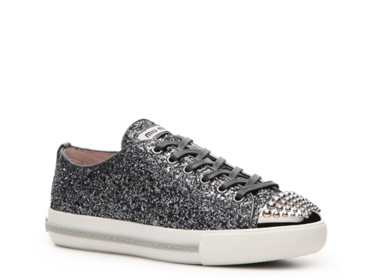 Miu Miu Glitter Studded Sneaker