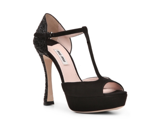 Miu Miu Suede Peep Toe Pump