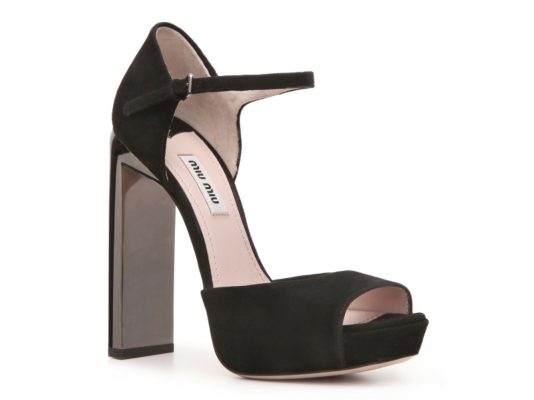 Miu Miu Suede Peep Toe Pump