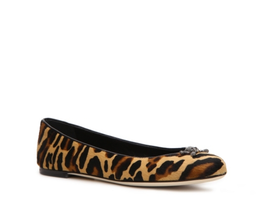 Giuseppe Zanotti Leopard Pony Hair Crystal Flat