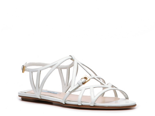 Prada Patent Leather Cutout Flat Sandal