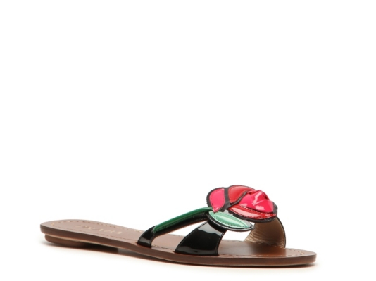 Prada Patent Leather Rose Flat Sandal