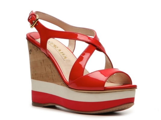 Prada Patent Leather Wedge Sandal