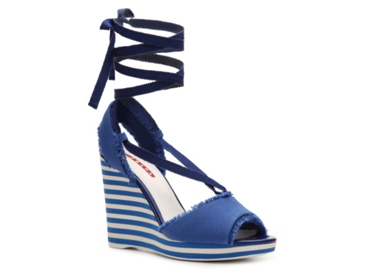 Prada Canvas Wedge Sandal