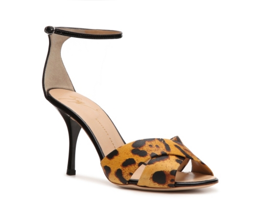 Giuseppe Zanotti Leopard Leather Peep Toe Sandal