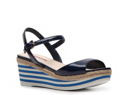Prada Patent Leather Wedge Sandal