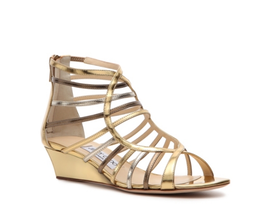 Jimmy Choo Hedda Metallic Leather Wedge Sandal