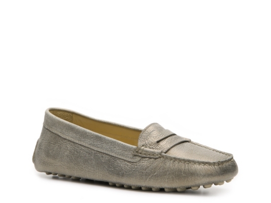 Santoni Metallic Leather Penny Keeper Moccasin