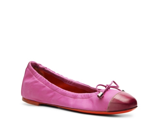 Santoni Leather Cap Toe Flat