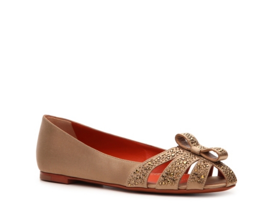 Santoni Satin Bow Flat