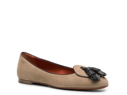 Santoni Suede Tassel Flat