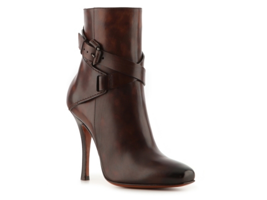 Santoni Leather Buckle Bootie