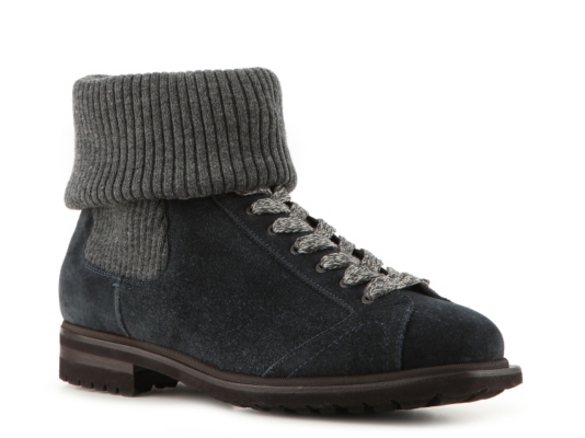 Santoni Suede Roll Top Boot