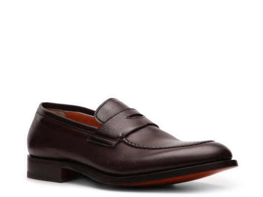 Santoni Leather Penny Loafer