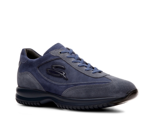 Santoni Canvas & Suede Logo Sneaker