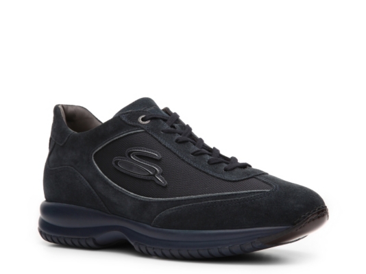 Santoni Suede & Canvas Logo Sneaker