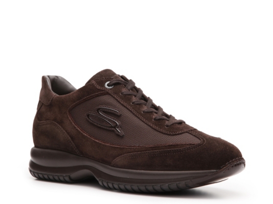Santoni Suede & Canvas Logo Sneaker