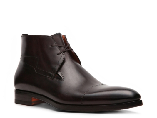 Santoni Leather Cap Toe Boot