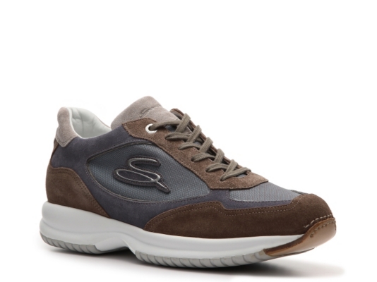 Santoni Canvas & Suede Logo Sneaker