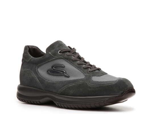 Santoni Suede & Mesh Logo Sneaker