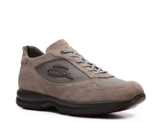 Santoni Suede & Canvas Logo Sneaker