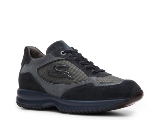 Santoni Suede & Nylon Logo Sneaker