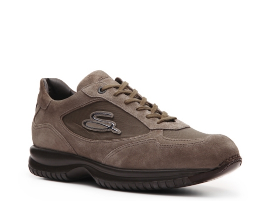 Santoni Suede & Canvas Logo Sneaker
