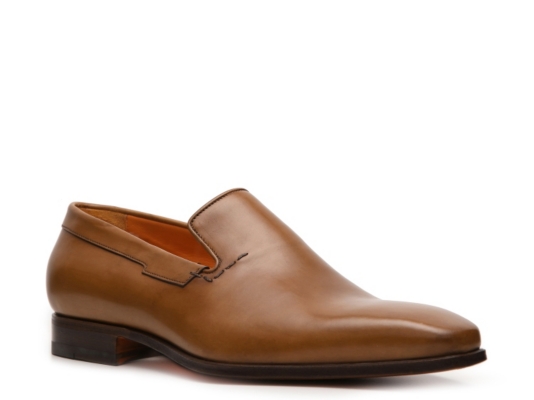 Santoni Burnished Leather Slip-On