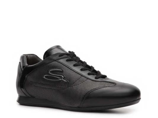 Santoni Leather & Canvas Logo Sneaker