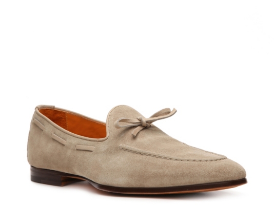 Santoni Suede Tie Loafer