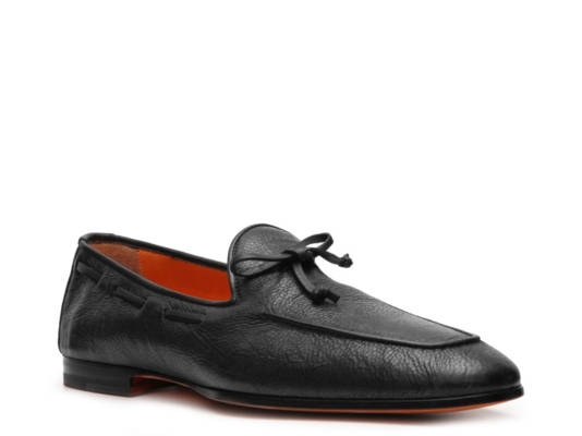Santoni Distressed Leather Tie Loafer