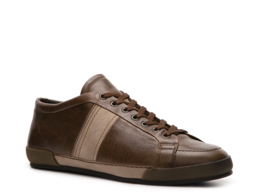 Santoni Leather Two-Tone Sneaker