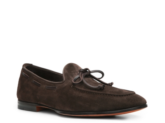 Santoni Suede Tie Loafer