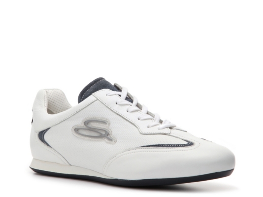 Santoni Perforated Leather Logo Sneaker