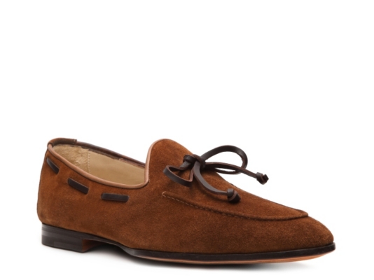 Santoni Suede Tie Loafer